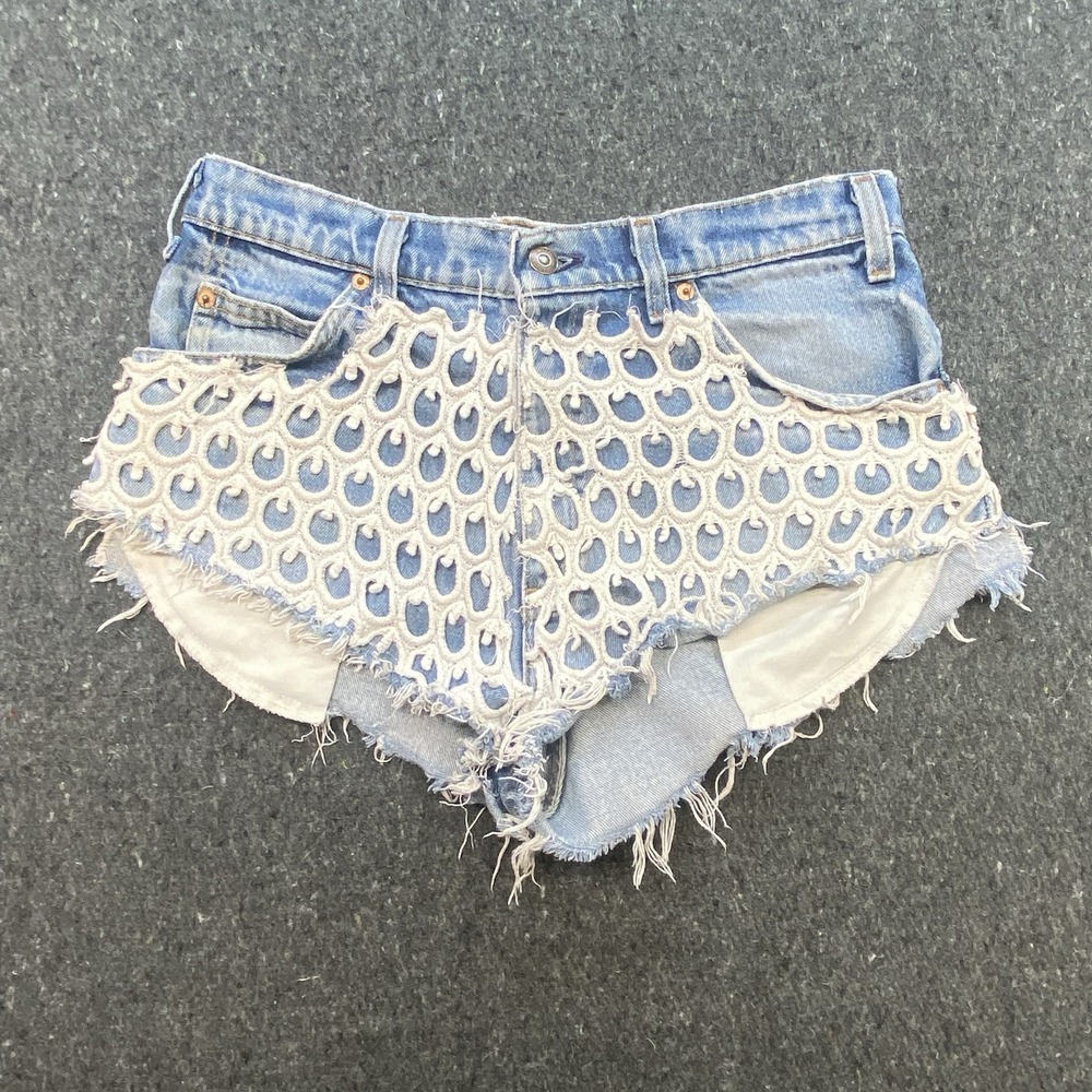 Light Blue Distressed Denim Shorts